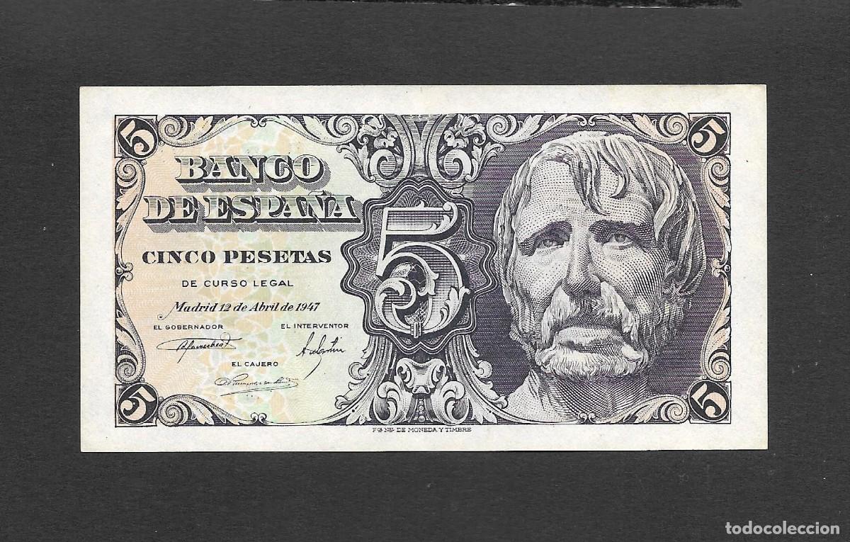 Billetes espa&ntilde;oles: 5 PESETAS 1947 SERIE B EBC+