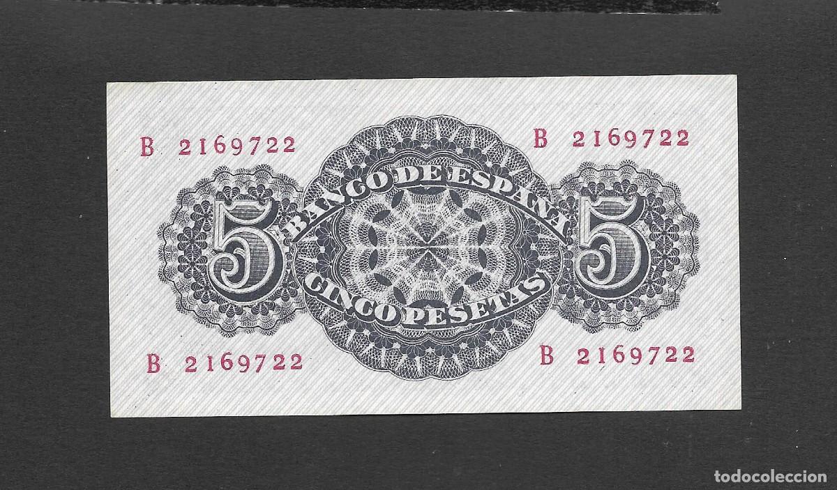 Billetes espa&ntilde;oles: 5 PESETAS 1947 SERIE B EBC+ - Foto 2