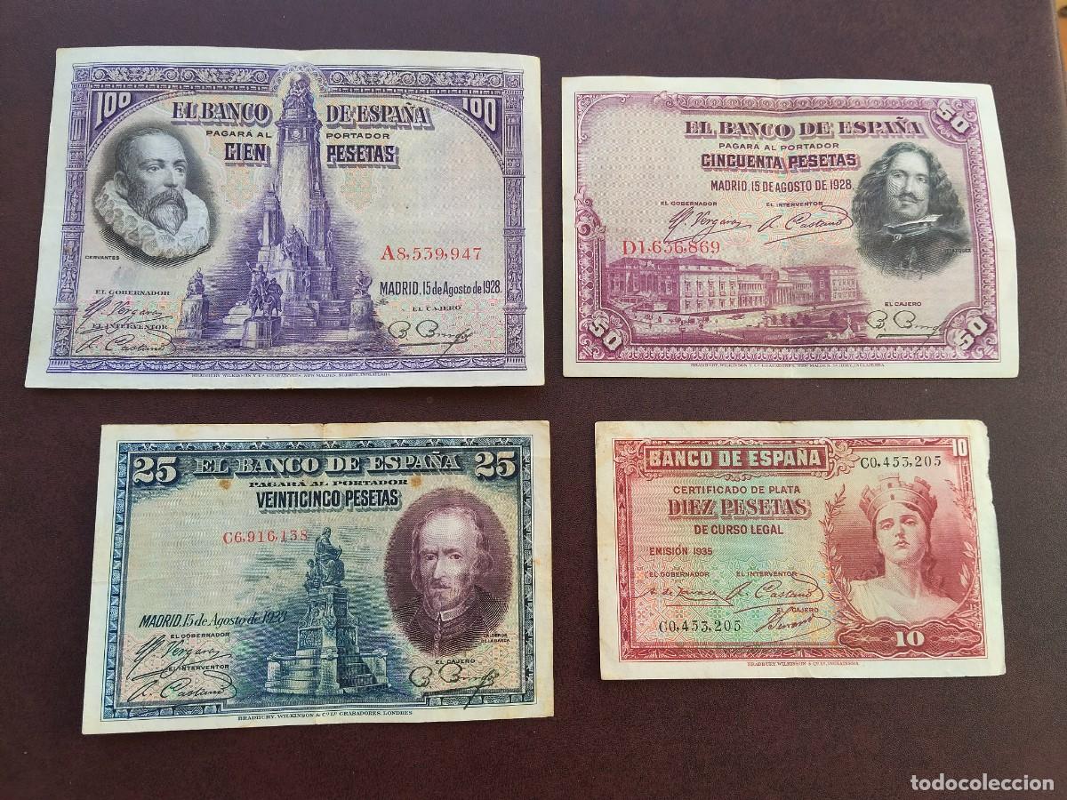 Spanische Banknoten: LOTE DE 4 BILLETES DIFERENTES DE LA REPIBLICA ESPA&Ntilde;OLA. ORIGINALES%