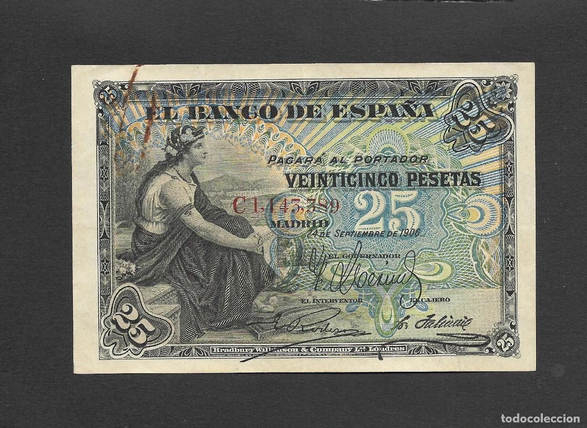 Billetes espa&ntilde;oles: 25 PESETAS 1906 SERIE C EBC-