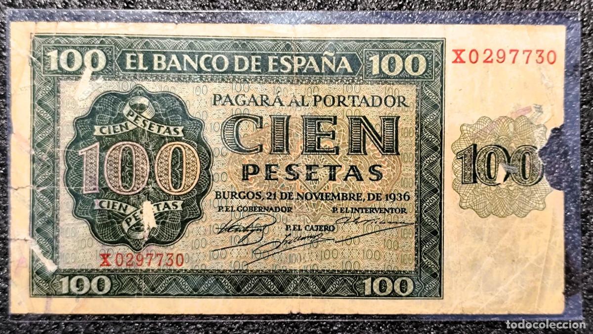 Billetes espa&ntilde;oles: Espa&ntilde;a &ndash; 100 Pesetas 1936 &bull; Serie X &bull; Billete Original , Lote 2326