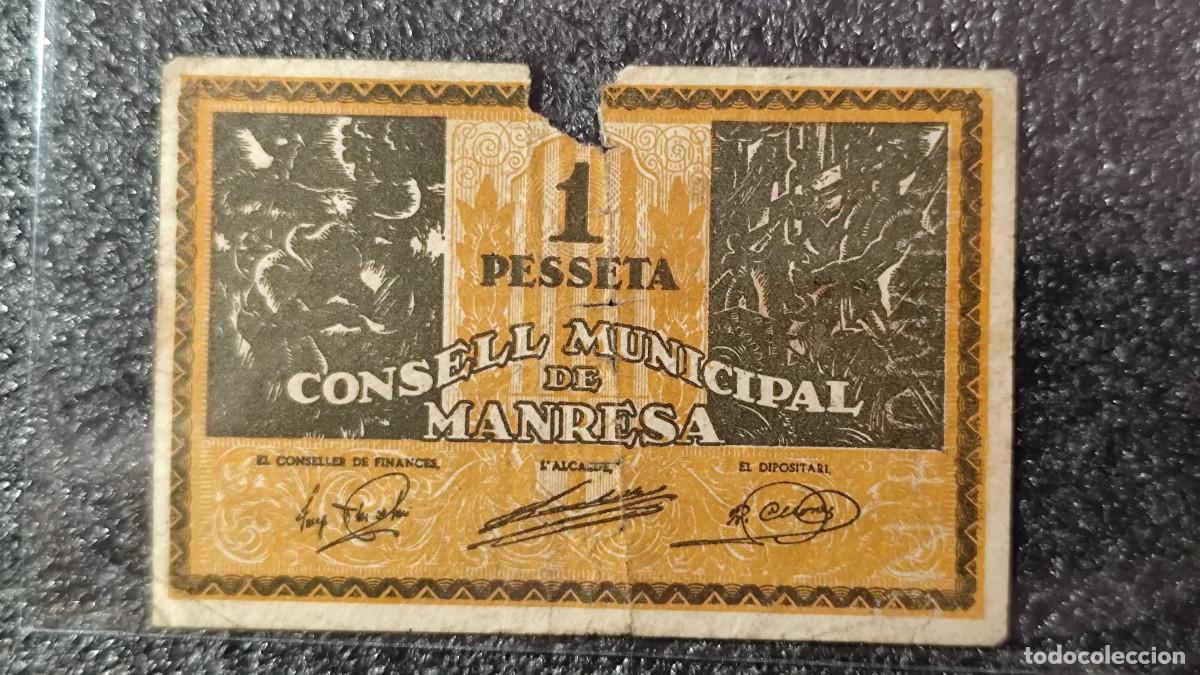 Billetes espa&ntilde;oles: Espa&ntilde;a &ndash; 1 Peseta Manresa &bull; Serie C &bull; Billete Original , Lote 2328