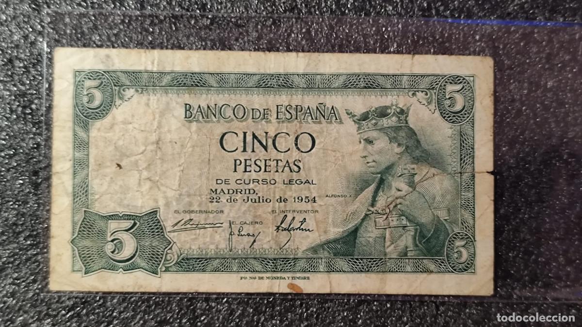 Billetes espa&ntilde;oles: Espa&ntilde;a &ndash; 5 Pesetas 1954 &bull; Serie L &bull; Billete Original , Lote 2329