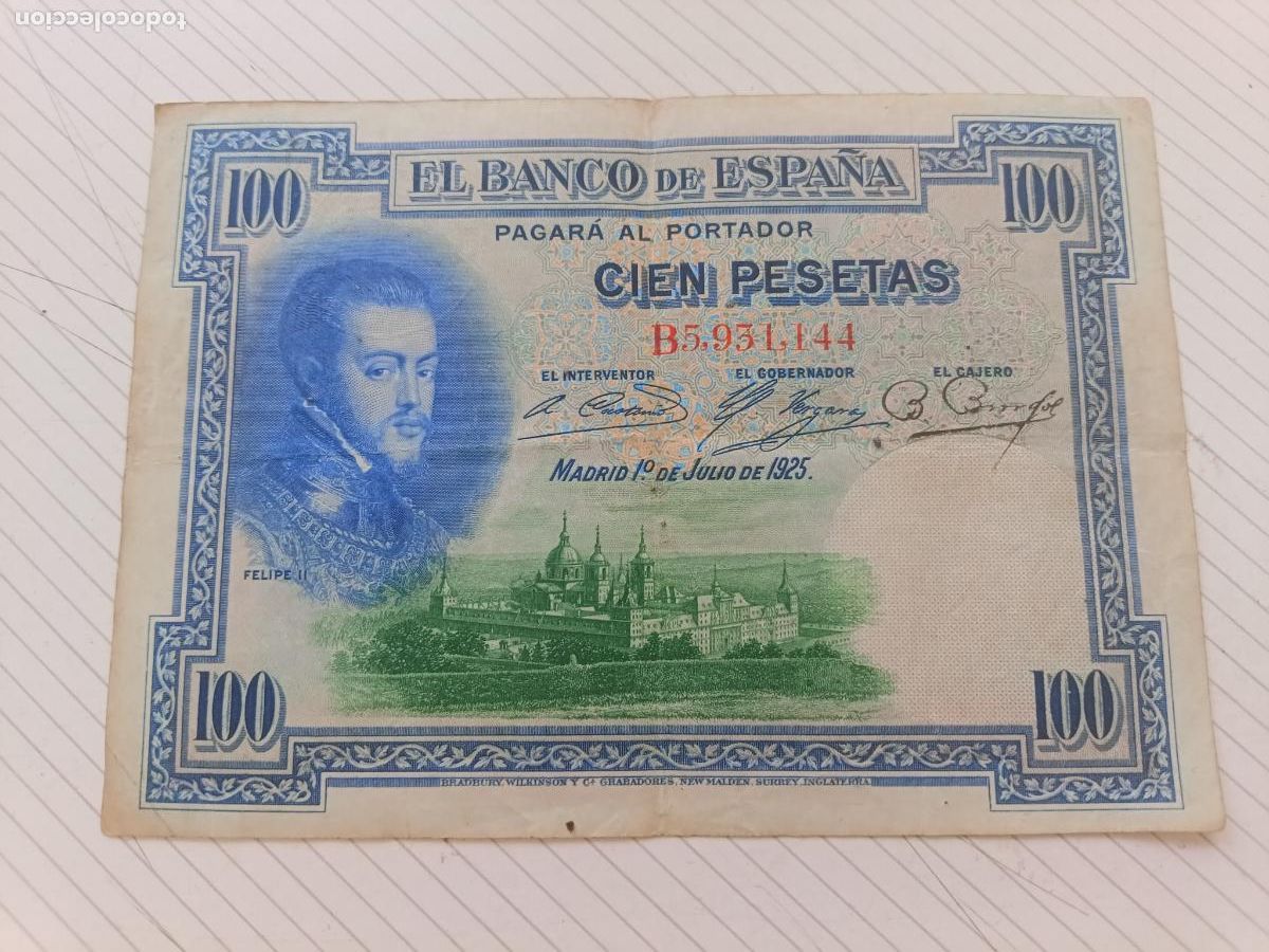 Billetes espa&ntilde;oles: BILLETE DE 100 PESETAS. 1925. CON RESELLO SECO ESTADO ESPA&Ntilde;OL BURGOS. ESPA&Ntilde;A