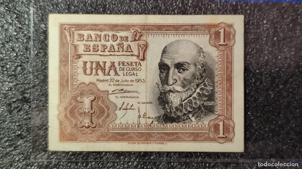 Billetes espa&ntilde;oles: Espa&ntilde;a &ndash; 1 Peseta 1953 Marques de Santa Cruz &bull; Serie N&bull; Billete Original , Lote 2331