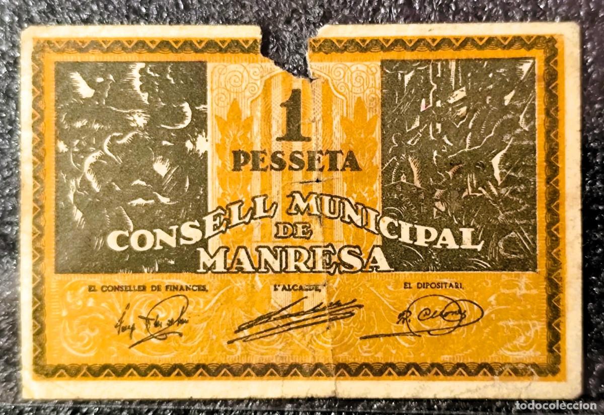 Billetes espa&ntilde;oles: Espa&ntilde;a &ndash; 1 Peseta Manresa &bull; Serie C &bull; Billete Original , Lote 2328