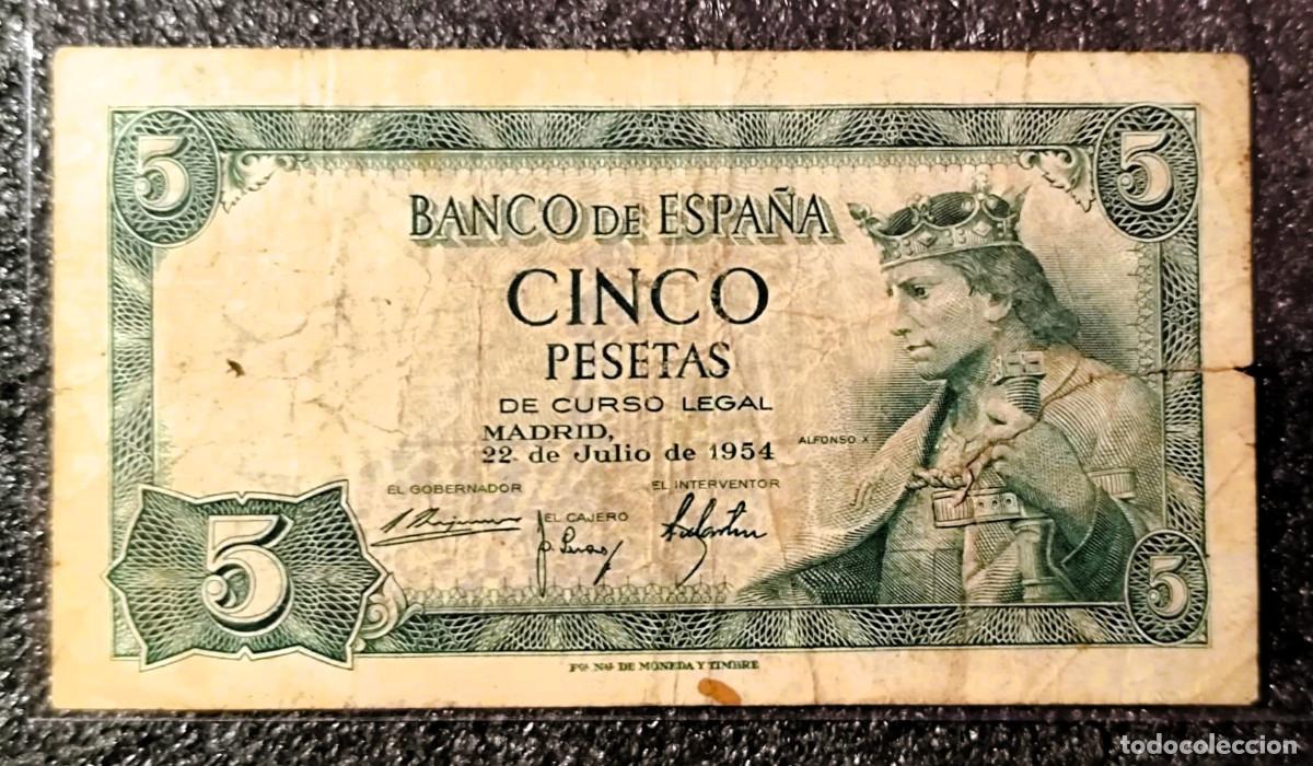 Billetes espa&ntilde;oles: Espa&ntilde;a &ndash; 5 Pesetas 1954 &bull; Serie L &bull; Billete Original , Lote 2329