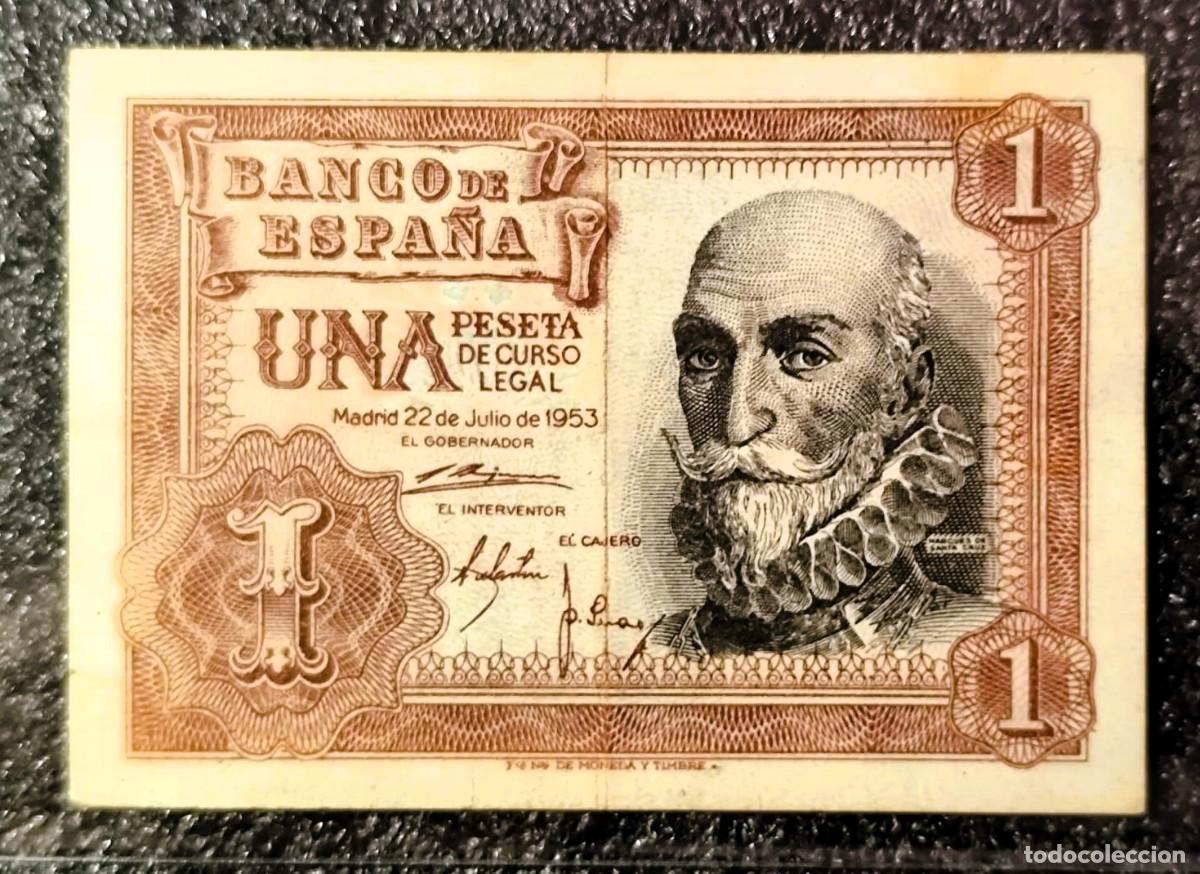 Billetes espa&ntilde;oles: Espa&ntilde;a &ndash; 1 Peseta 1953 Marques de Santa Cruz &bull; Serie N&bull; Billete Original , Lote 2331