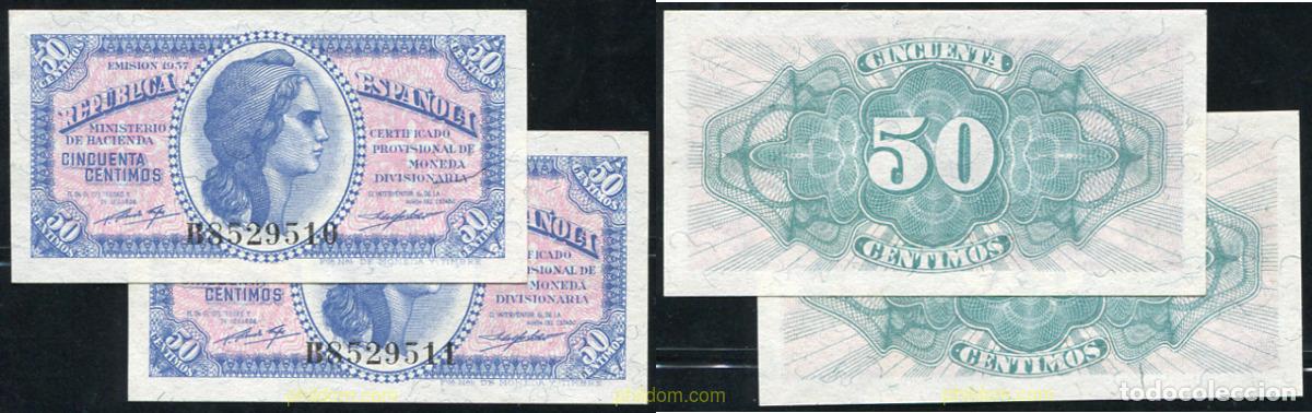 Billetes espa&ntilde;oles: 706 ESPA&Ntilde;A 1937 50 CENTIMOS 1937 REPUBLICA ESPA&Ntilde;OLA PLANCHA