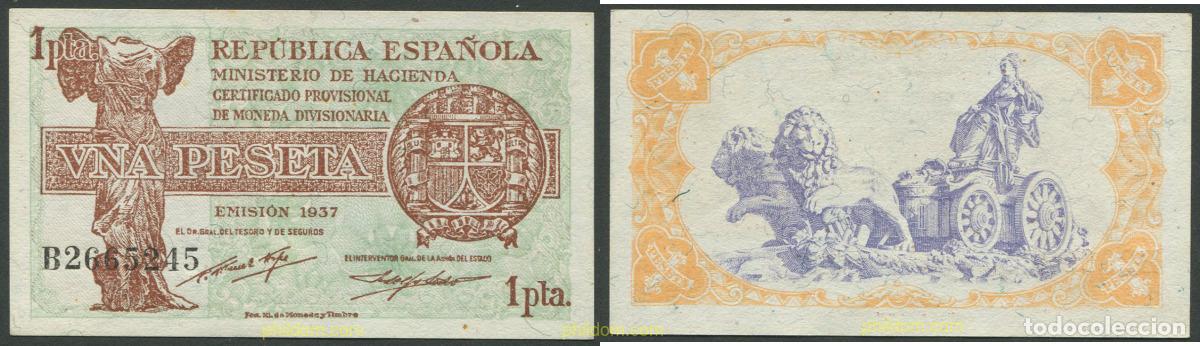 Billetes espa&ntilde;oles: 703 ESPA&Ntilde;A 1937 1 PESETA 1937 REPUBLICA