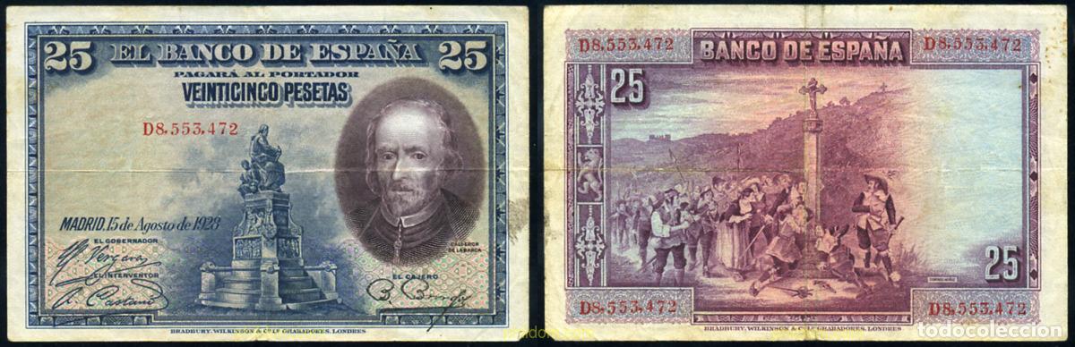 Billetes espa&ntilde;oles: 736 ESPA&Ntilde;A 1928 25 PESETAS 1928 CALDERON DE LA BARCA