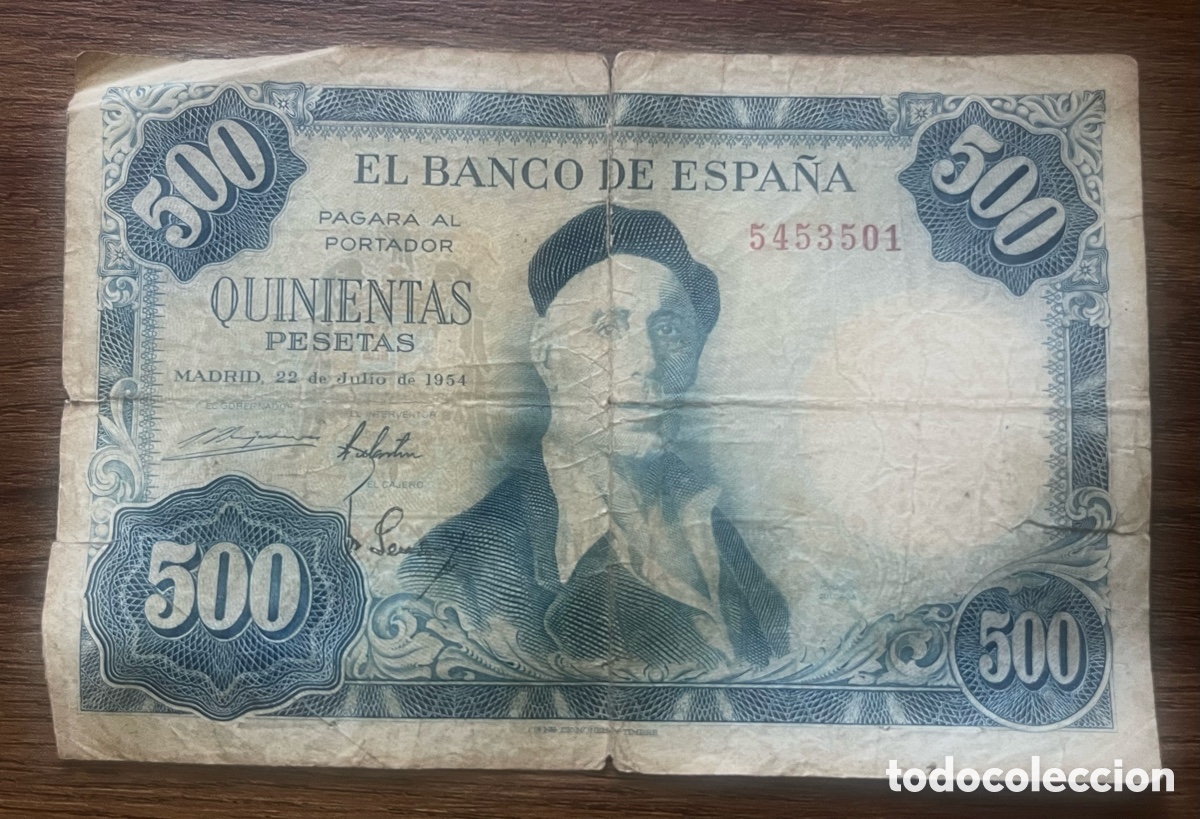 Billetes espa&ntilde;oles: BILLETE DE 500 PESETAS 1954 IGNACIO ZULOAGA - SIN SERIE