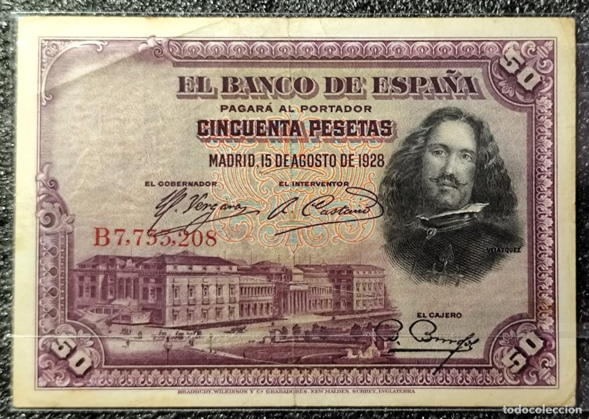 Billetes espa&ntilde;oles: Espa&ntilde;a &ndash; 50 Pesetas 1928 Velazquez &bull; Billete Original , Lote 2340