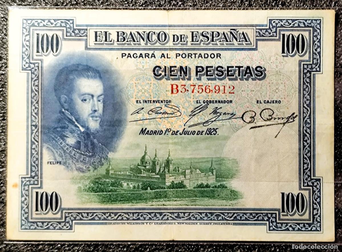 Billetes espa&ntilde;oles: Espa&ntilde;a &ndash; 100 Pesetas 1925 Felipe II &bull; Billete Original , Lote 2341