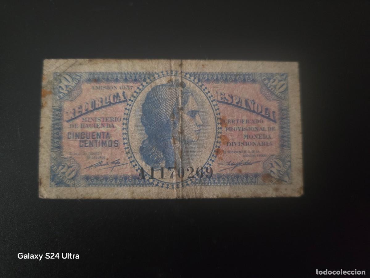 Billetes espa&ntilde;oles: 50 C&Eacute;NTIMOS DE 1937.....SERIE A......ES EL DE LAS FOTOS