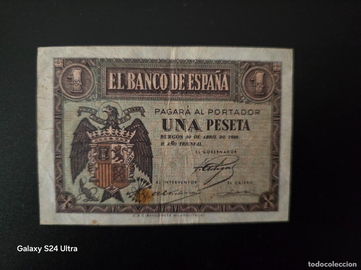 Billetes espa&ntilde;oles: 1 PESETA DE 1938.... SERIE A ....MUY BONITO......ES EL DE LAS FOTOS