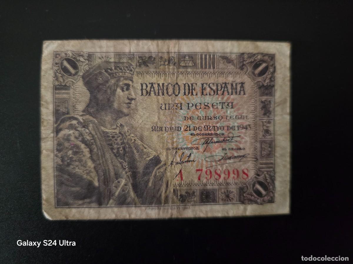 Billetes espa&ntilde;oles: 1 PESETA DE 1943.... SERIE A .........ES EL DE LAS FOTOS