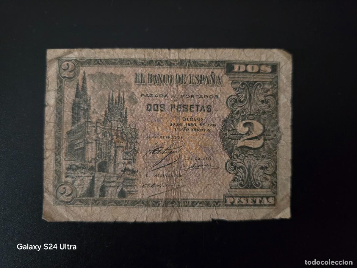 Billetes espa&ntilde;oles: 2 PESETAS DE 1938.... SERIE M ....ESCASO.........ES EL DE LAS FOTOS