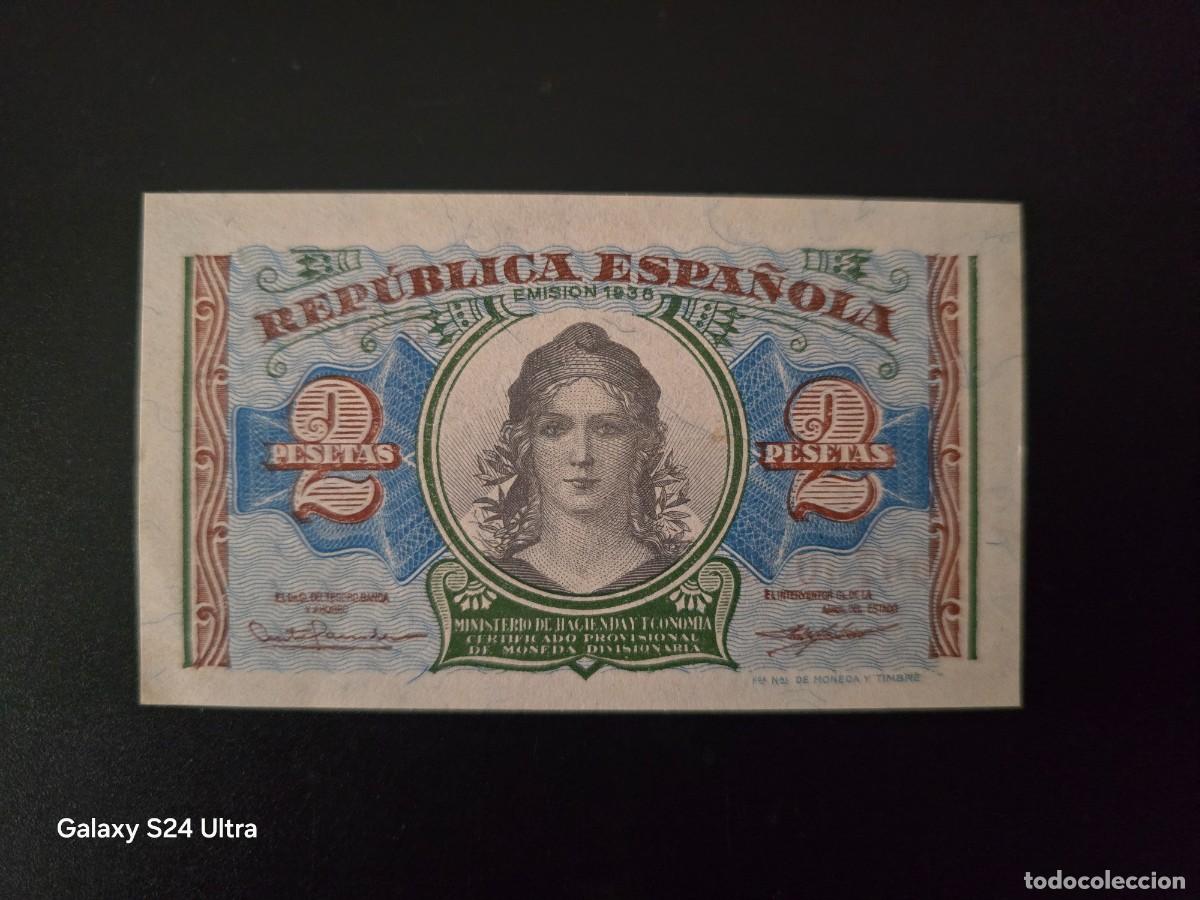 Billetes espa&ntilde;oles: 2 PESETAS DE 1938.... SERIE A ....PRECIOSO Y N&deg; BAJO.........ES EL DE LAS FOTOS