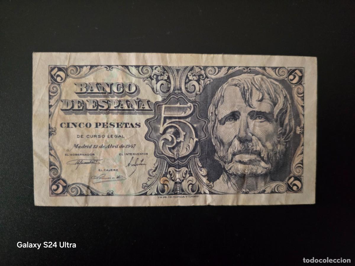 Billetes espa&ntilde;oles: 5 PESETAS DE 1947.... SERIE E..... BONITO.........ES EL DE LAS FOTOS