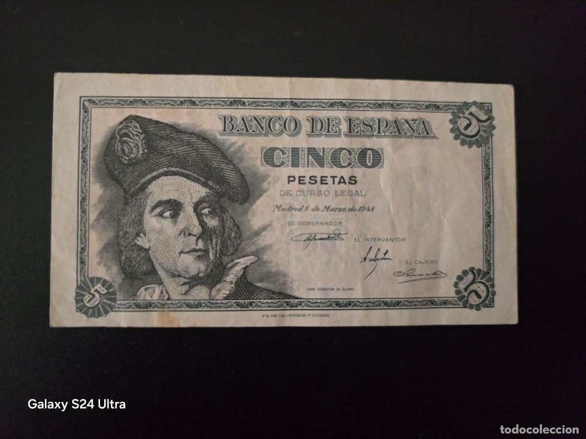Billetes espa&ntilde;oles: 5 PESETAS DE 1948.... SERIE M.....MUY BONITO.........ES EL DE LAS FOTOS
