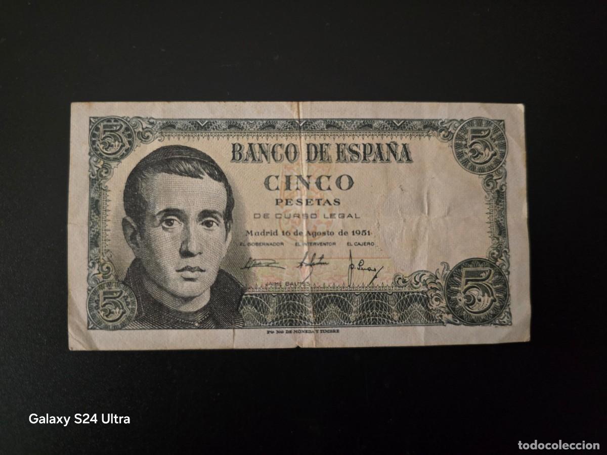 Billetes espa&ntilde;oles: 5 PESETAS DE 1951.... SERIE 1F.....MUY BONITO.........ES EL DE LAS FOTOS