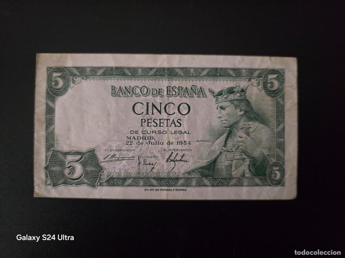Billetes espa&ntilde;oles: 5 PESETAS DE 1954.... SERIE S ..... BONITO.........ES EL DE LAS FOTOS