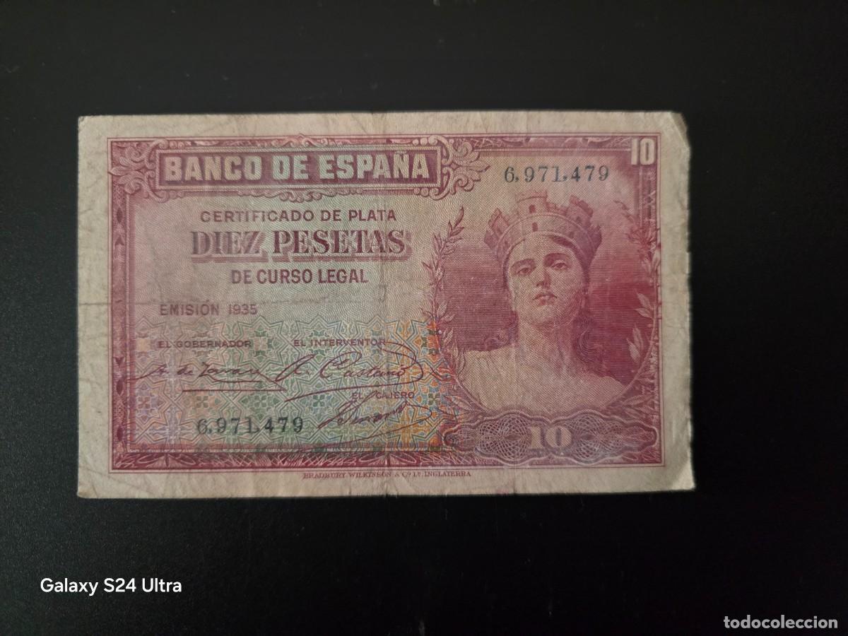 Billetes espa&ntilde;oles: 10 PESETAS DE 1935.... SIN SERIE .......ES EL DE LAS FOTOS