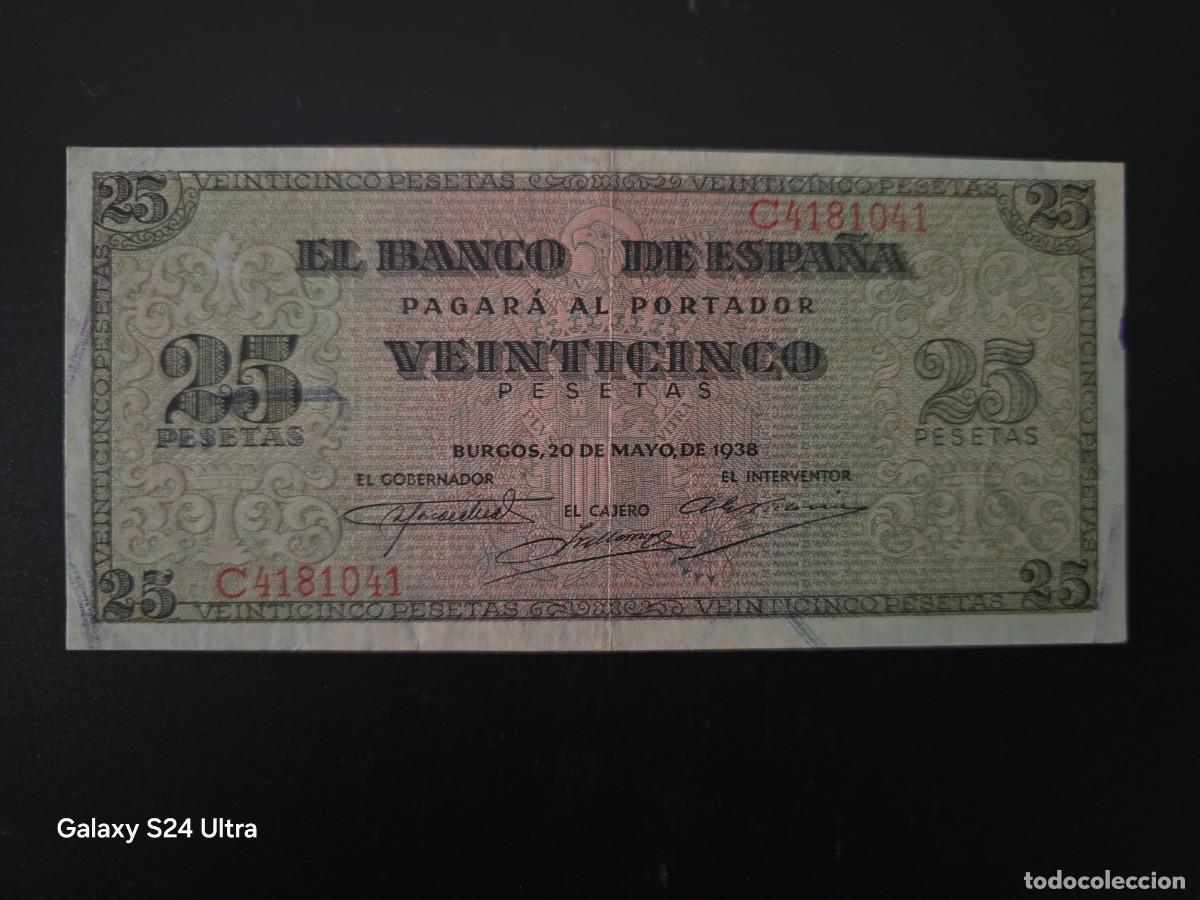 Billetes espa&ntilde;oles: 25 PESETAS DE 1938...... SERIE C ....PRECIOSO Y ESCASO......ES EL DE LAS FOTOS