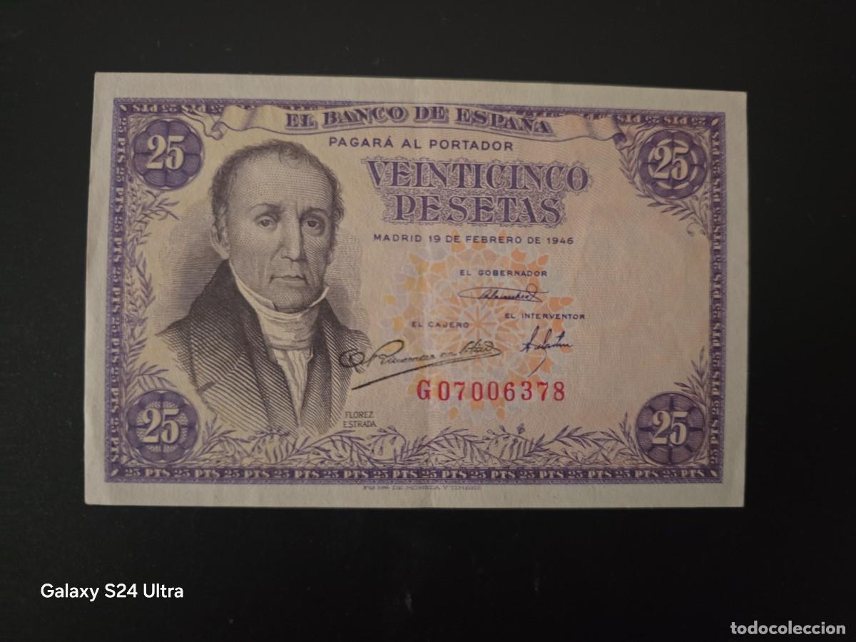 Billetes espa&ntilde;oles: 25 PESETAS DE 1946...... SERIE G ....PRECIOSO Y ESCASO......ES EL DE LAS FOTOS