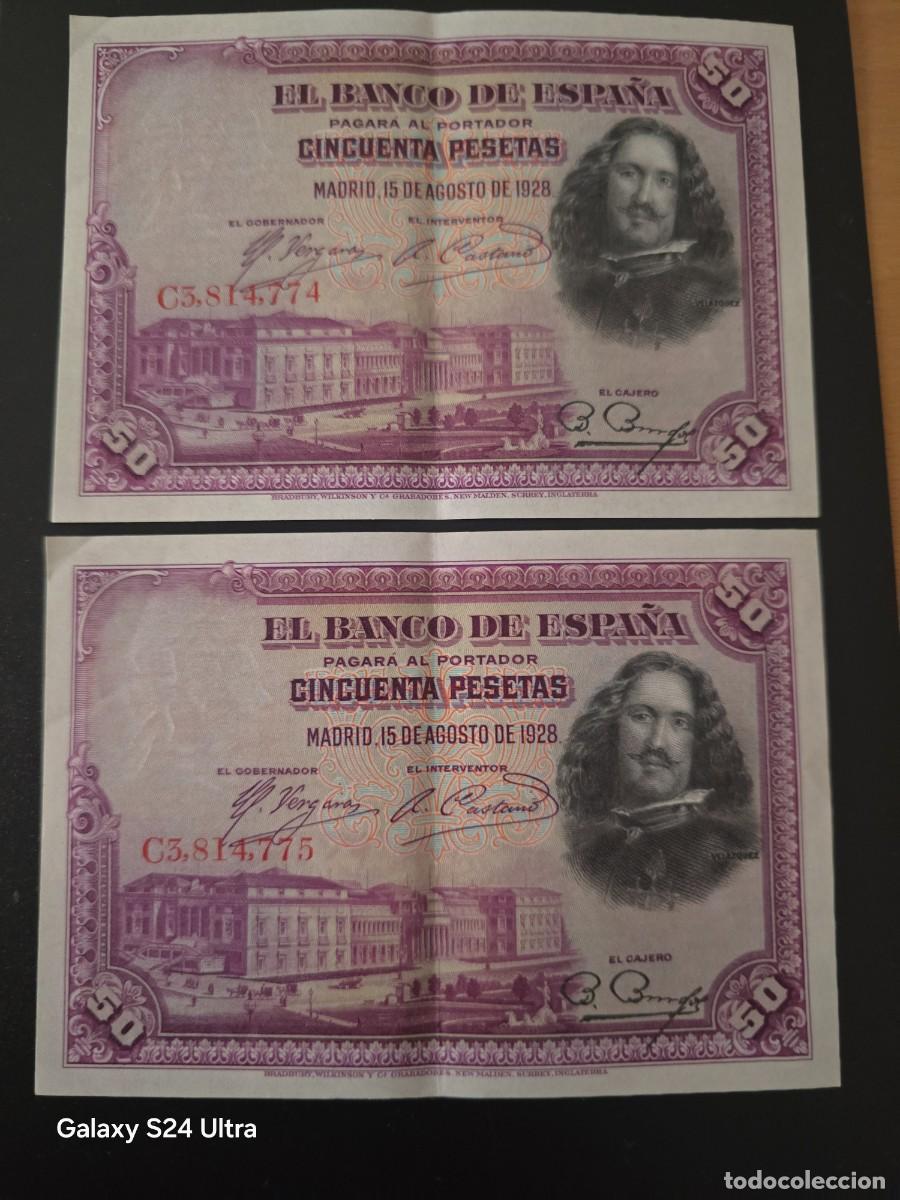 Billetes espa&ntilde;oles: PAREJA CORRELATIVA DE 50 PESETAS DE 1928..... SERIE C....PRECIOSOS .......ES EL DE LAS FOTOS
