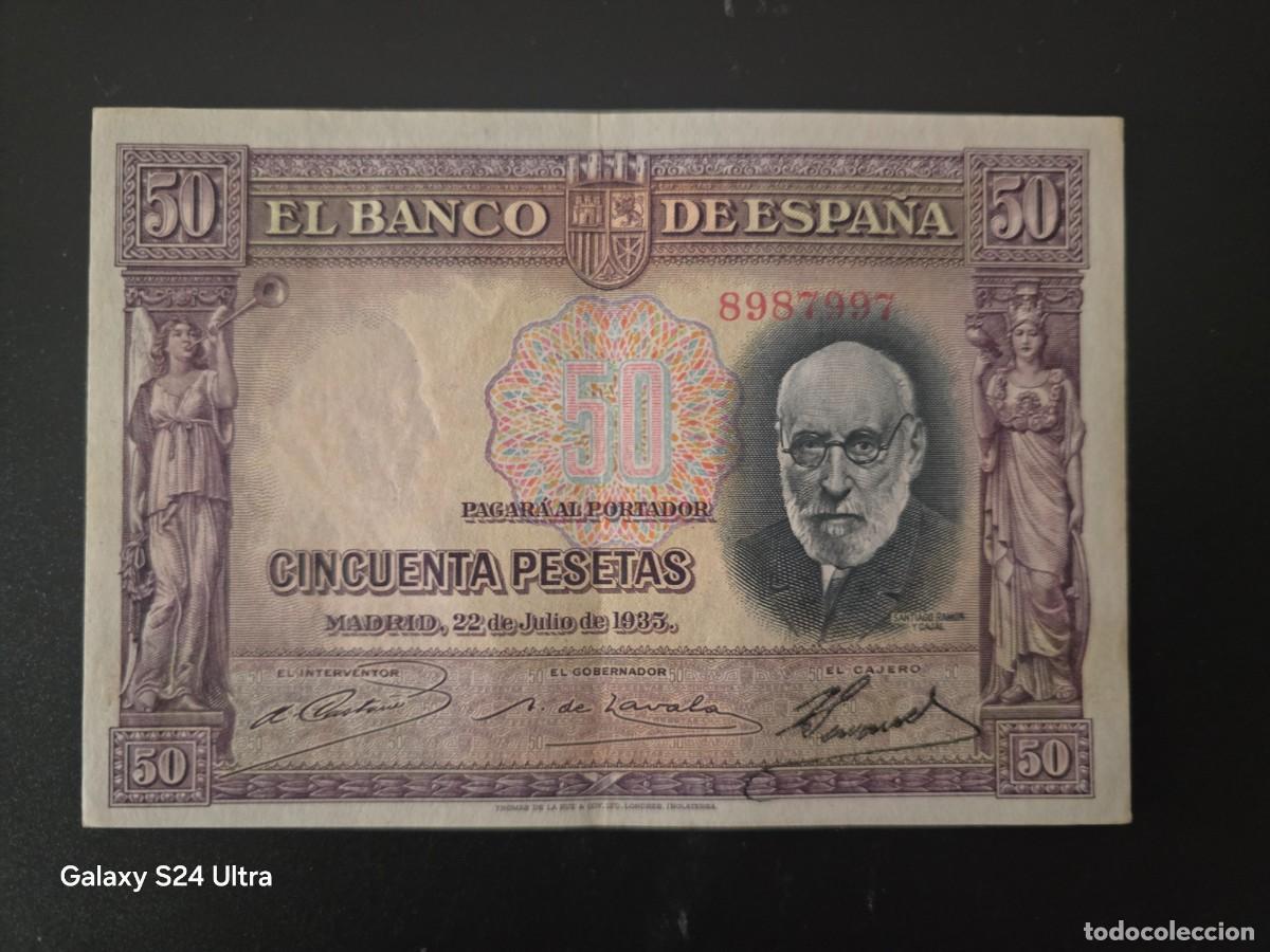Billetes espa&ntilde;oles: 50 PESETAS DE 1935..... SIN SERIE .....MUY BONITO.......ES EL DE LAS FOTOS