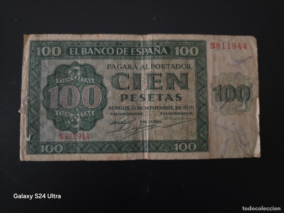 Billetes espa&ntilde;oles: 100 PESETAS DE 1936.... .SERIE S..... ESCASO .......ES EL DE LAS FOTOS