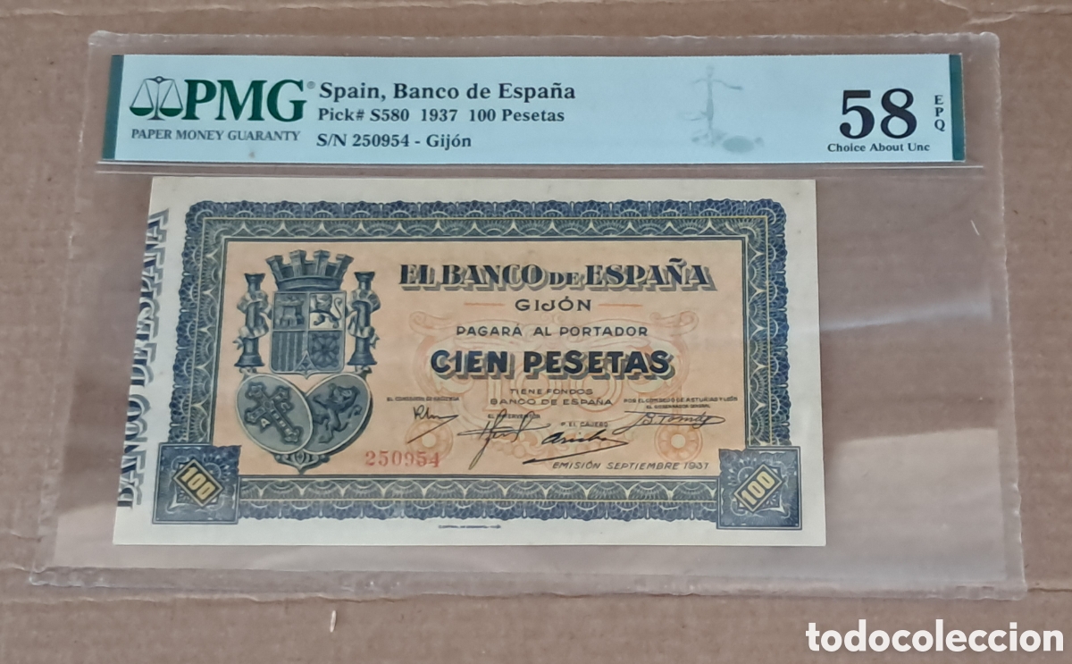 Billetes espa&ntilde;oles: Billete 100 pesetas 1937 gijon