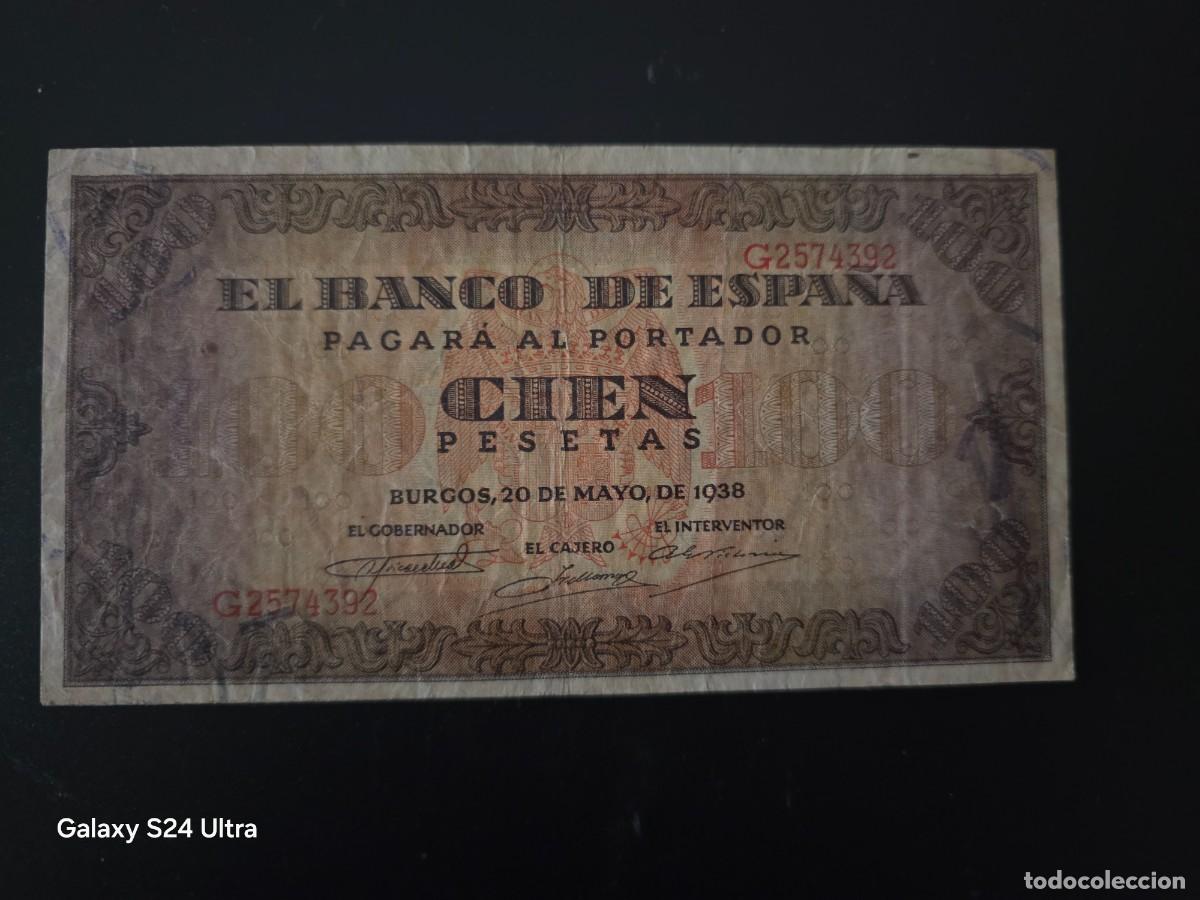 Billetes espa&ntilde;oles: 100 PESETAS DE 1938.... .SERIE G......PRECIOSO Y ESCASO .......ES EL DE LAS FOTOS