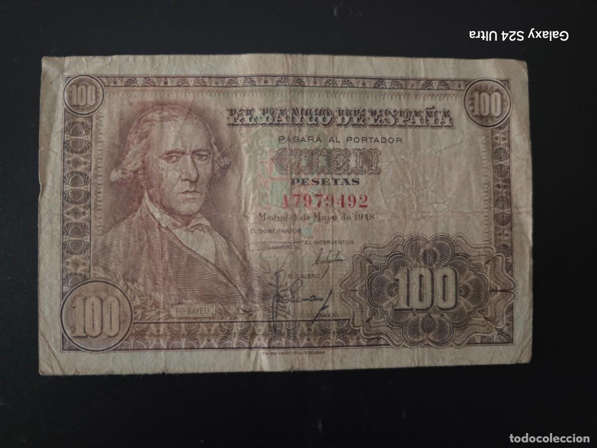 Billetes espa&ntilde;oles: 100 PESETAS DE 1948.... .SERIE A......ESCASO Y MUY BONITO.......ES EL DE LAS FOTOS