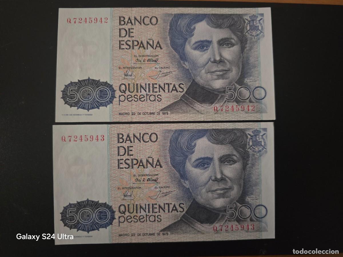 Billetes espa&ntilde;oles: PAREJA CORRELATIVA DE 500 PESETAS DE 1979... . SERIE Q .....PRECIOSA.....ES EL DE LAS FOTOS