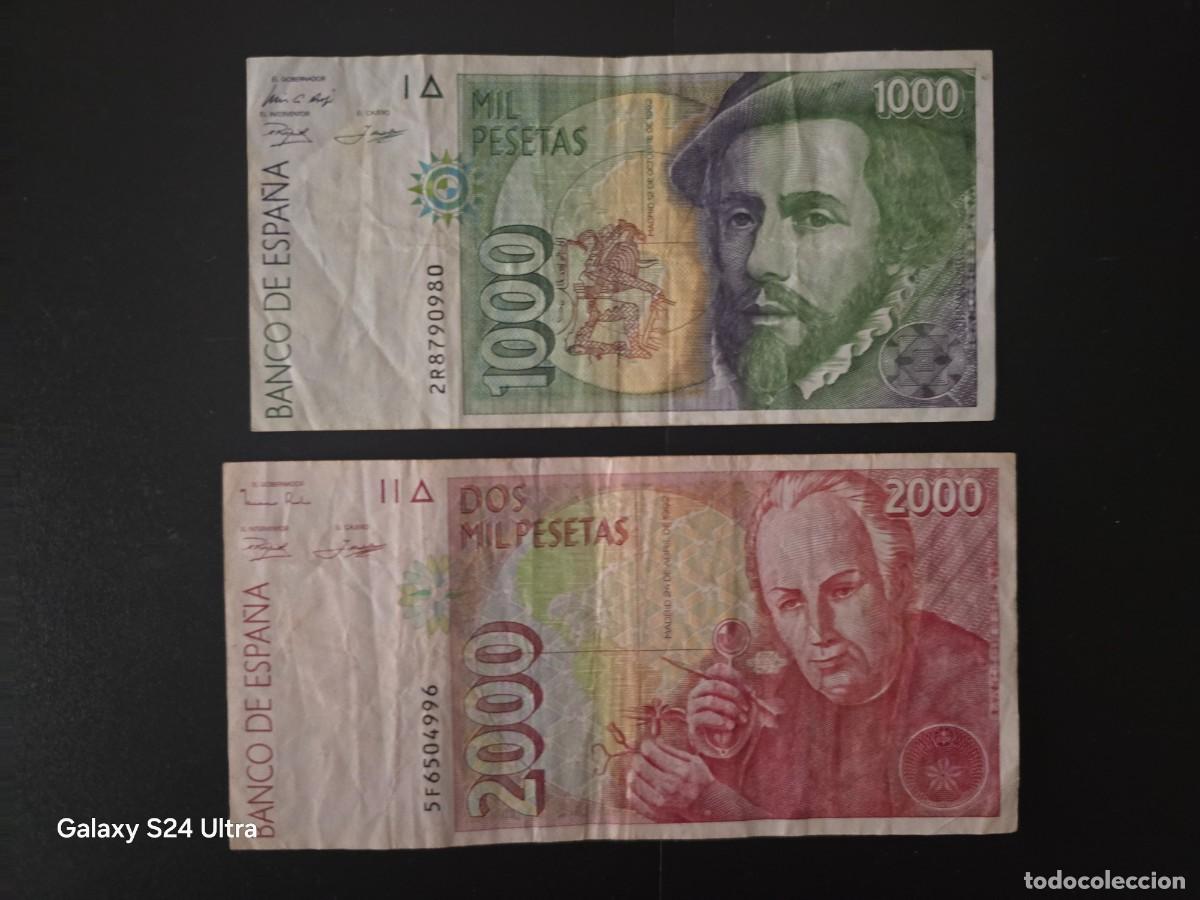 Billetes espa&ntilde;oles: LOTE DE 2 BILLETES DE 1992 ...(1000 y 2000 PESETAS)..... BONITOS.....ES EL DE LAS FOTOS