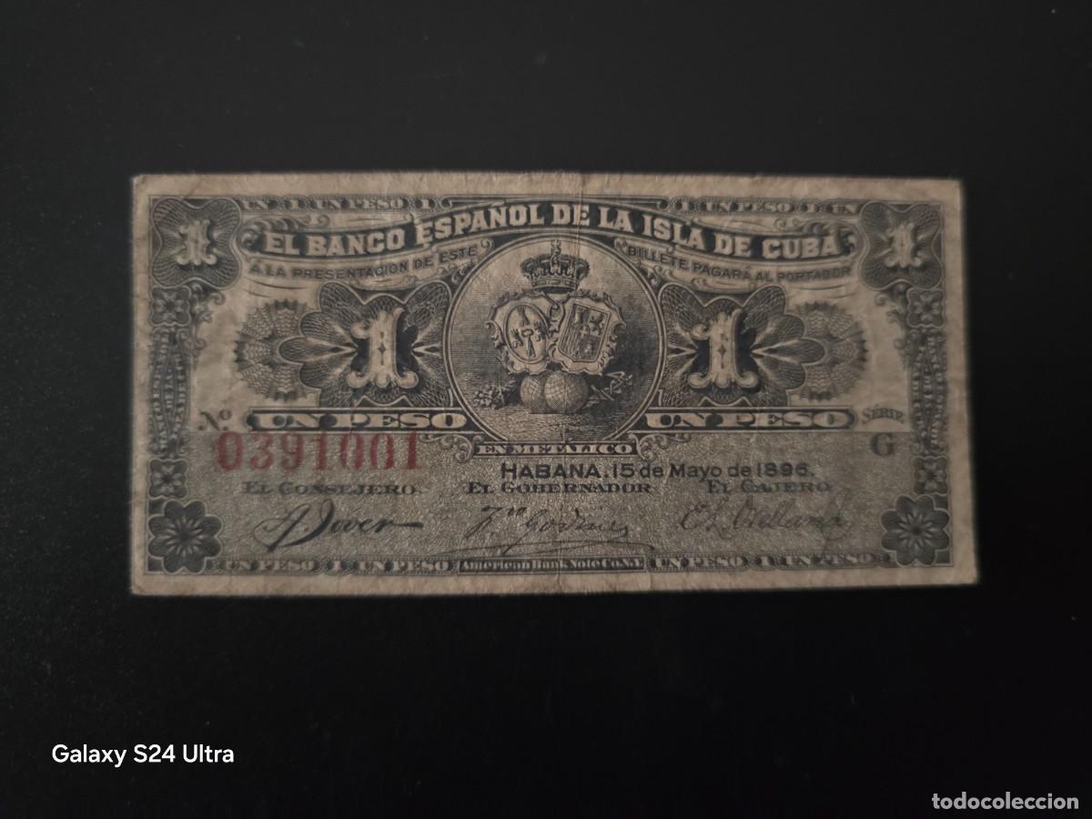 Billetes espa&ntilde;oles: 1 PESO DE 1896.....BANCO DE ESPA&Ntilde;A EN CUBA.....BONITO.....ES EL DE LAS FOTOS