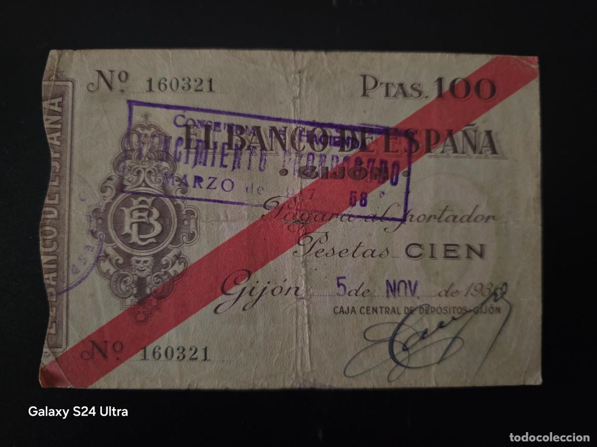 Billetes espa&ntilde;oles: 100 PESETAS DE 1936......BANCO DE ESPA&Ntilde;A EN GIJON.......MUY ESCASO Y PRECIOS......ES EL DE LAS FOTOS