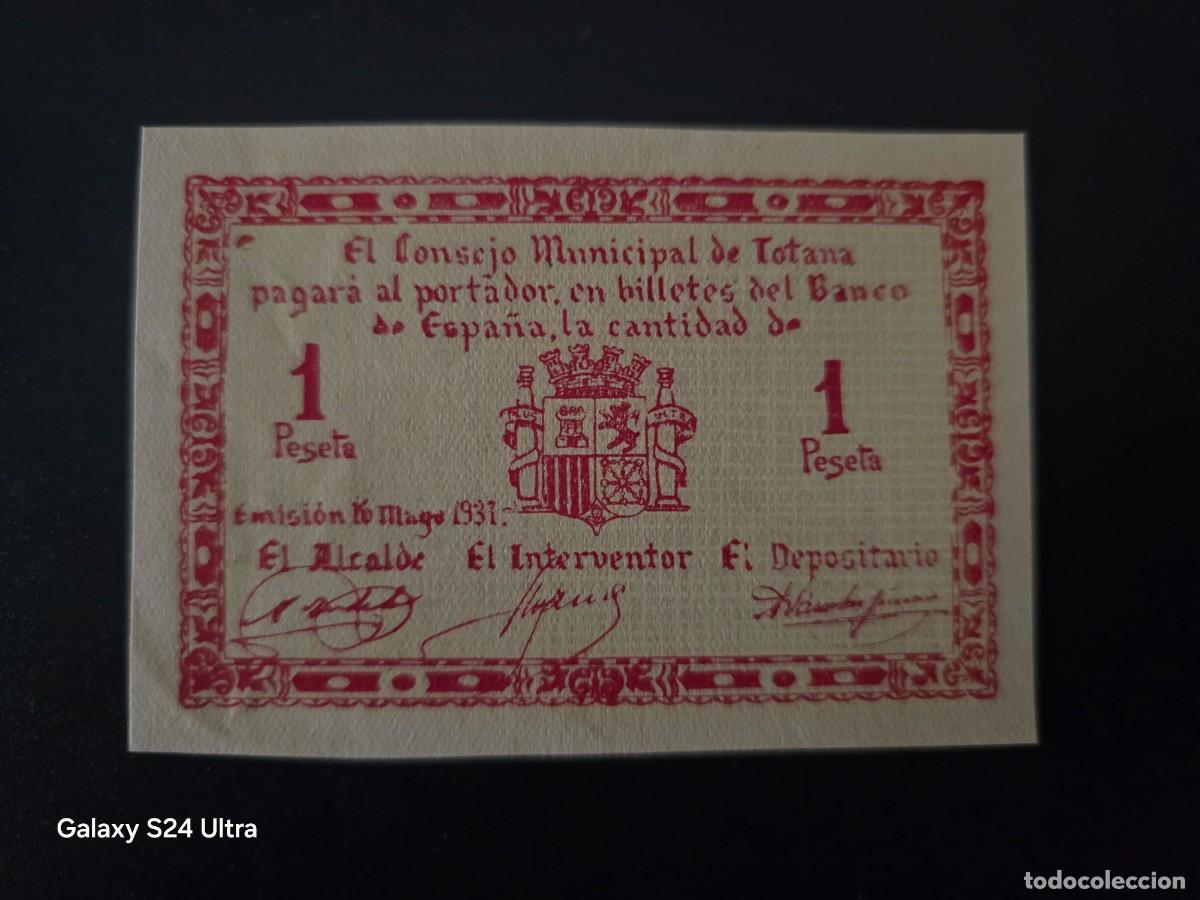 Billetes espa&ntilde;oles: 1 PESETA DE 1937......CONSEJO MUNICIPAL DE TOTANA.....PRECIOSO.....ES EL DE LAS FOTOS
