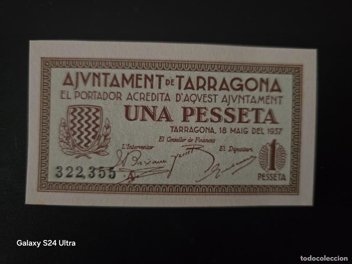 Billetes espa&ntilde;oles: 1 PESETA DE 1937......AJUNTAMENT DE TARRAGONA....PRECIOSO......ES EL DE LAS FOTOS