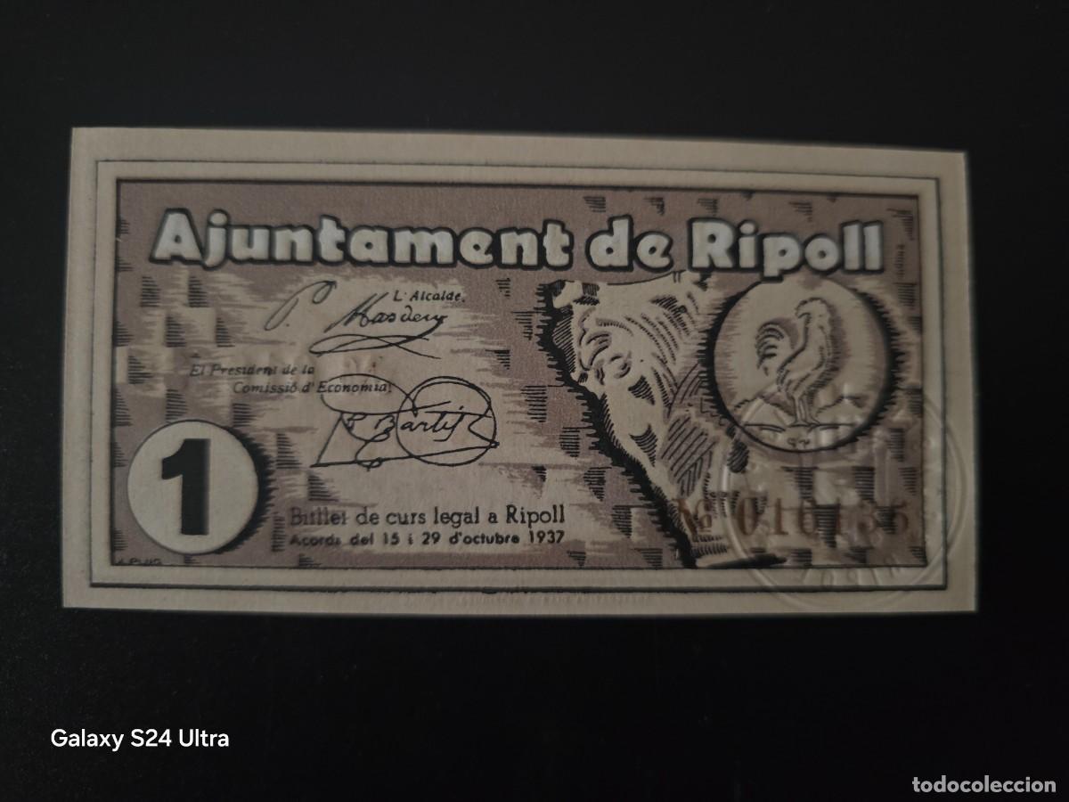 Billetes espa&ntilde;oles: 1 PESETA DE 1937......AJUNTAMENT DE RIPOLL....SIN CIRCULAR......ES EL DE LAS FOTOS