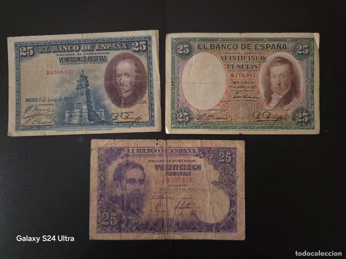 Billetes espa&ntilde;oles: LOTE DE 3 BILLETES DE 25 PESETAS....DISTINTAS CONSERVACIONES.....ES EL DE LAS FOTOS