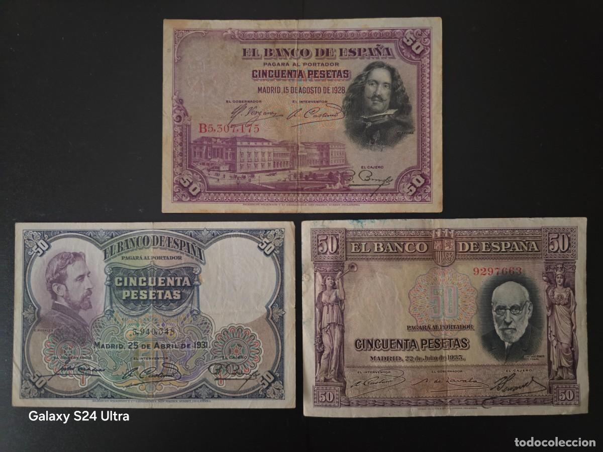 Billetes espa&ntilde;oles: LOTE DE 3 BILLETES DE 50 PESETAS....DISTINTAS CONSERVACIONES.....ES EL DE LAS FOTOS