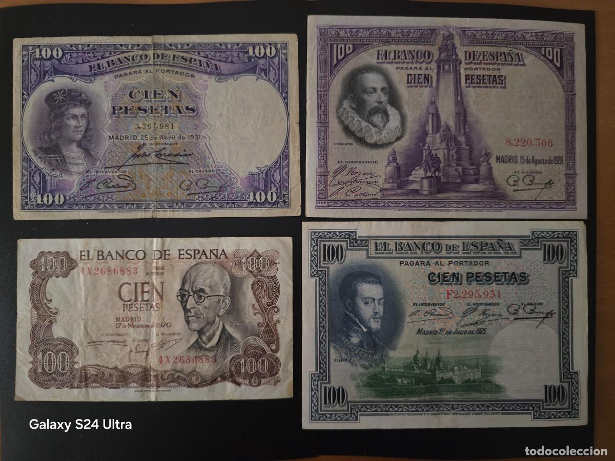 Billetes espa&ntilde;oles: LOTE DE 4 BILLETES DE 100 PESETAS....DISTINTAS CONSERVACIONES.....ES EL DE LAS FOTOS