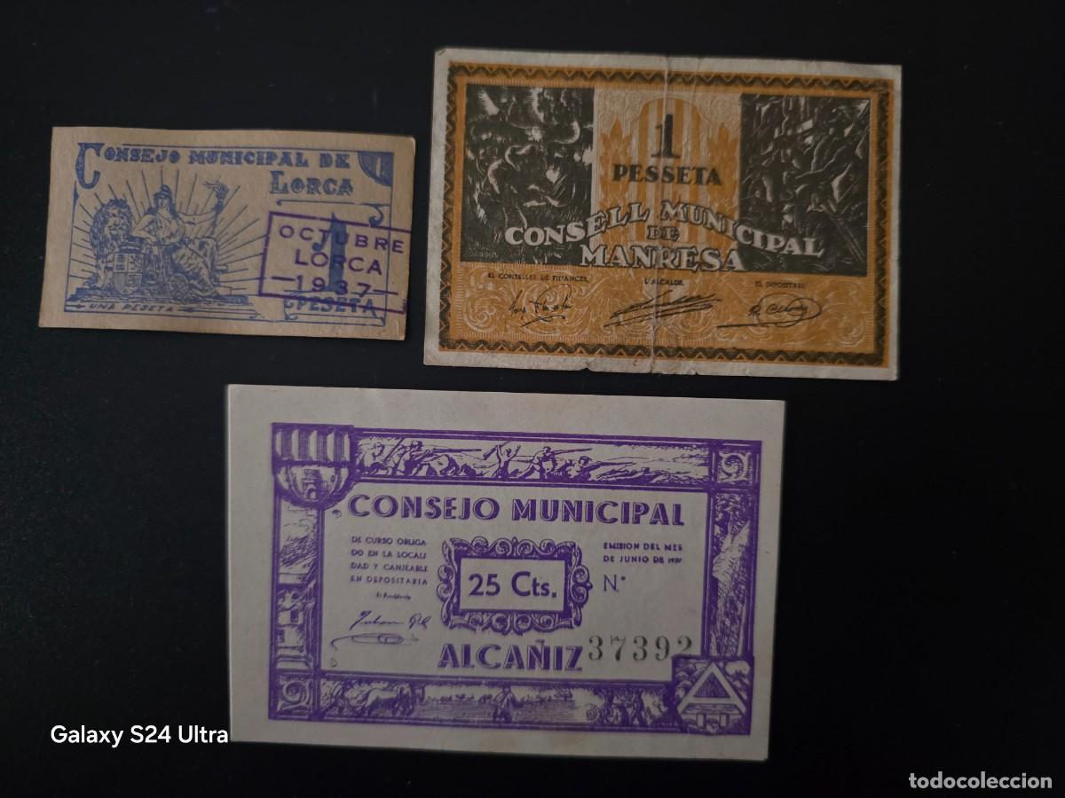 Billetes espa&ntilde;oles: LOTE DE 3 BILLETES DE 1937.....GUERRA CIVIL....BONITOS.....ES EL DE LAS FOTOS