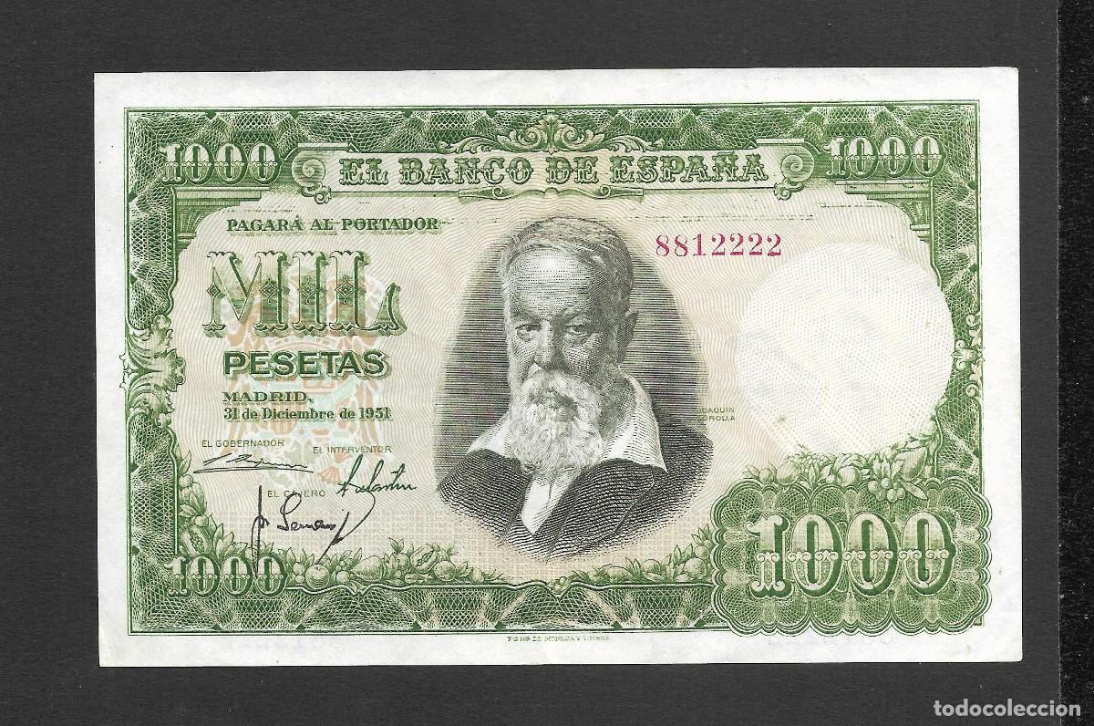 Billetes espa&ntilde;oles: 1000 PESETAS 1951 SIN SERIE EBC