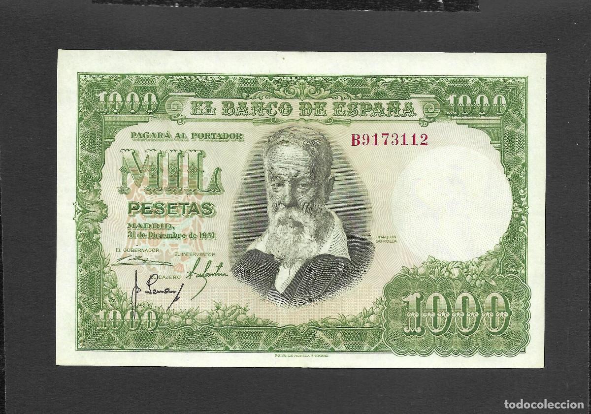 Billetes espa&ntilde;oles: 1000 PESETAS 1951 SERIE B EBC/EBC+
