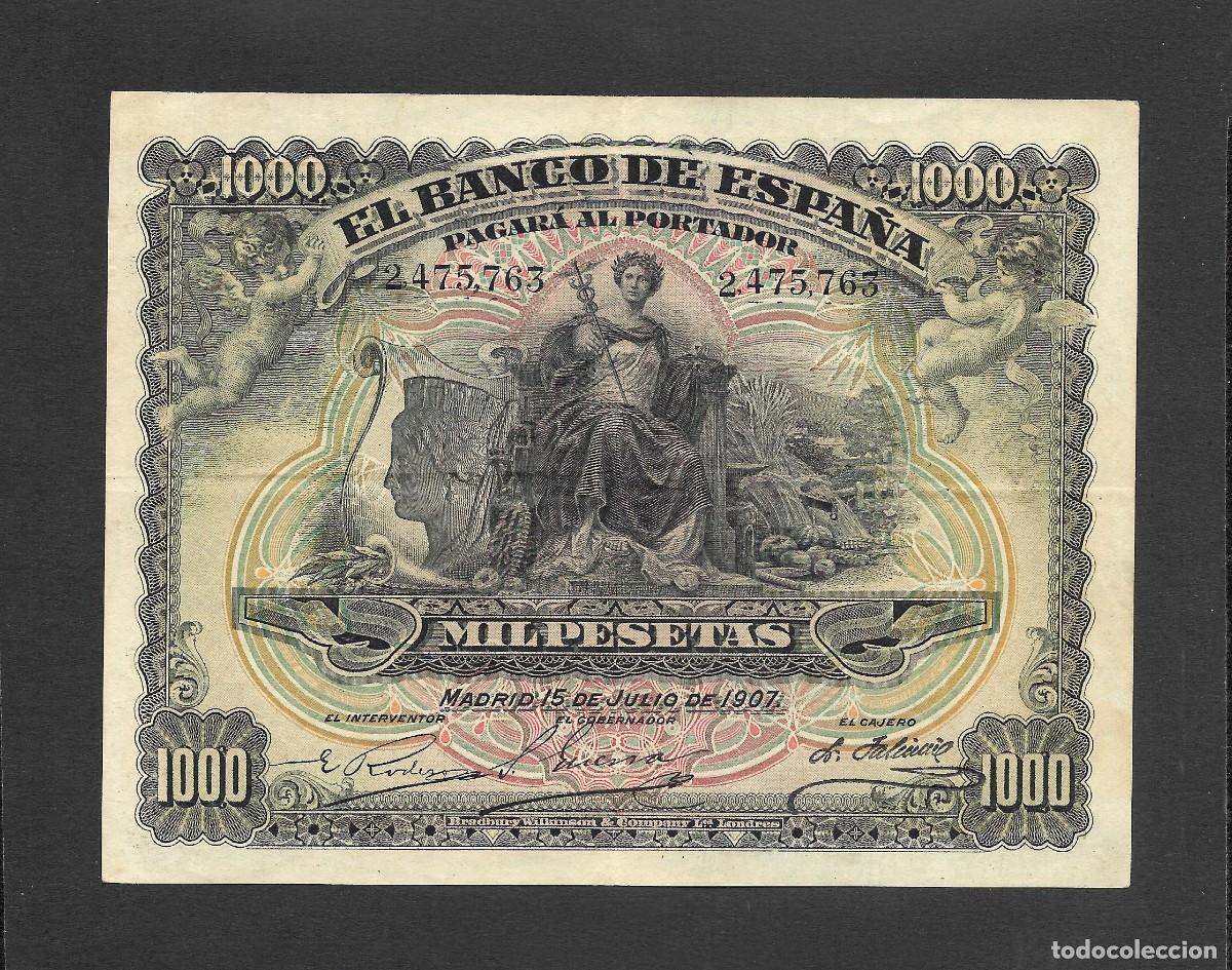 Billetes espa&ntilde;oles: 1000 PESETAS 1907 SIN SERIE MBC+